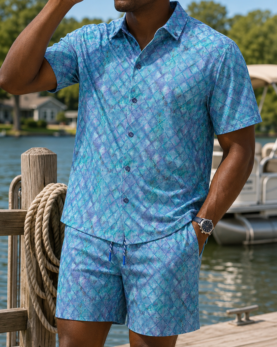 Oxford Diamonds Cabana Set - Teal