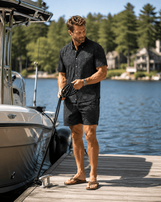 Ripcurl Woven Shirt - Black - Buoy & Boat - Short Sleeve Performance Button Down - Black