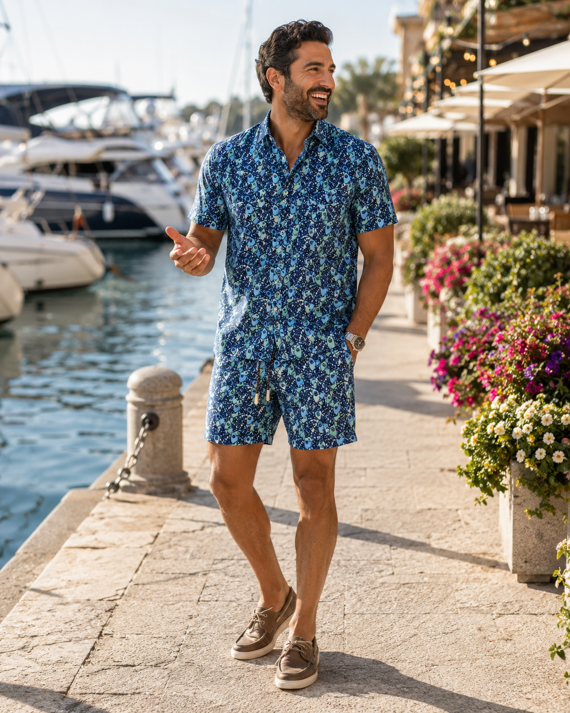 Abstract Fish Woven Shirt - Aqua - Buoy & Boat - Short Sleeve Performance Button Down - Aqua