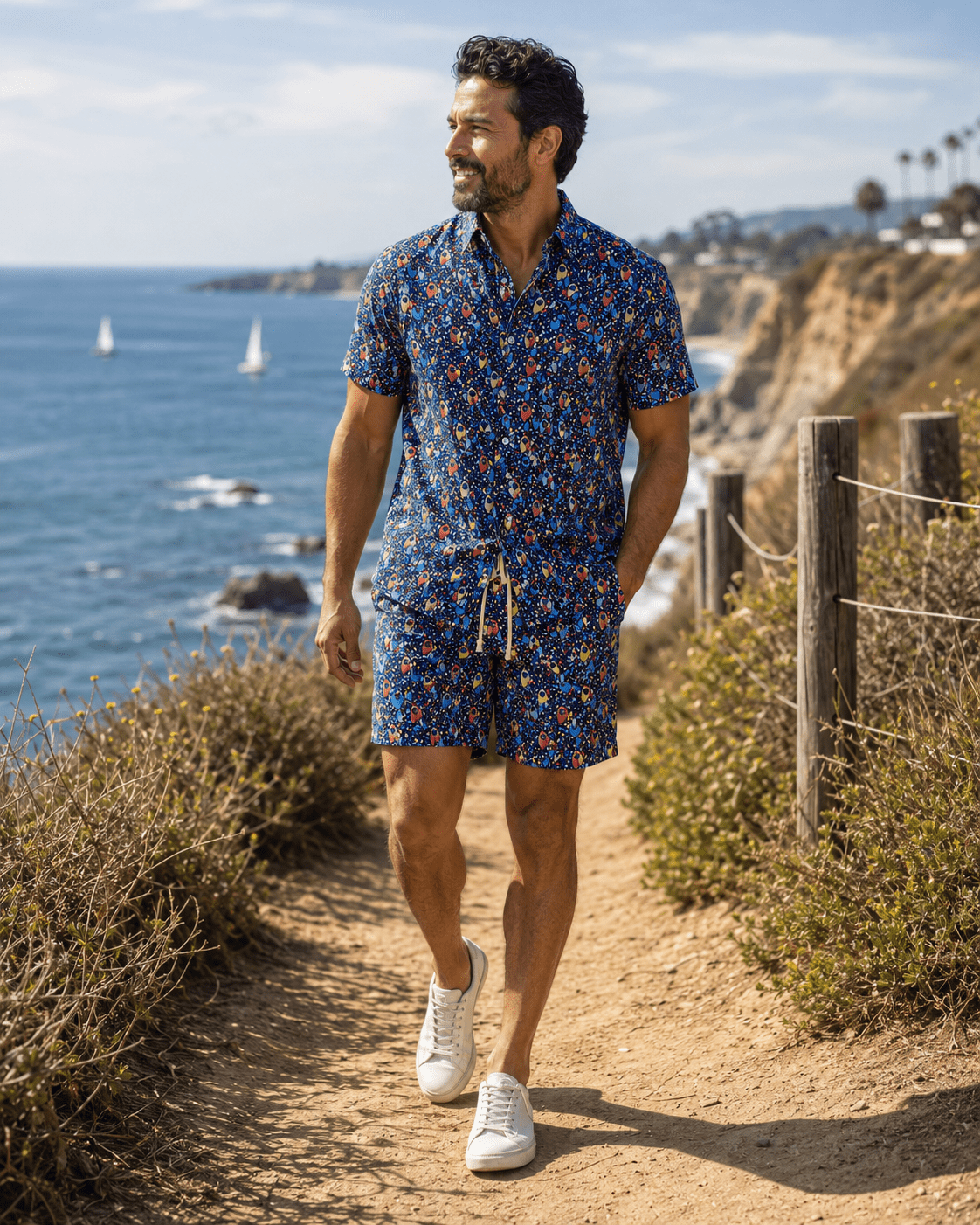 Abstract Fish Woven Shirt - Black - Buoy & Boat - Short Sleeve Performance Button Down - Black