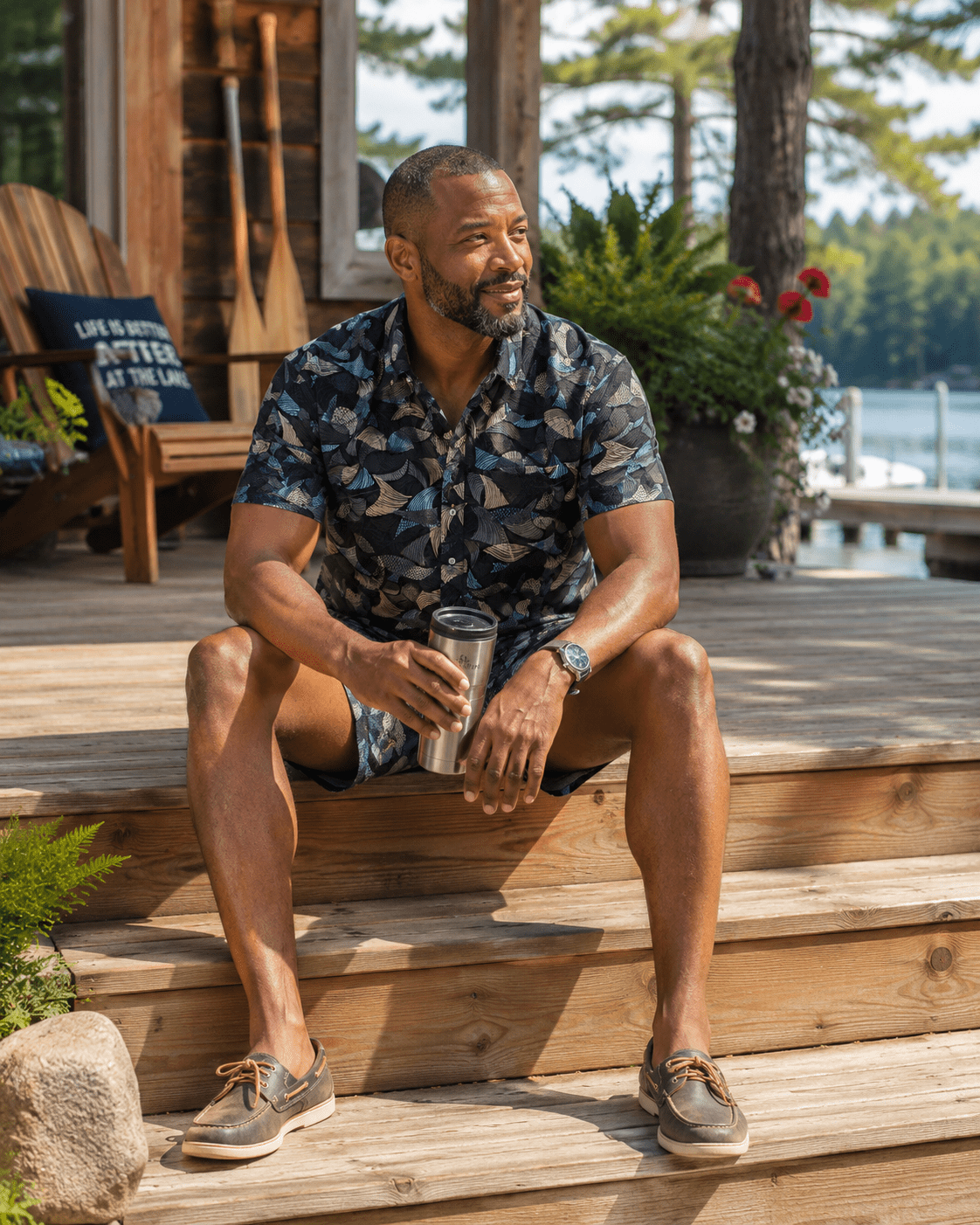 Leaves Layers Swim Trunks - Black