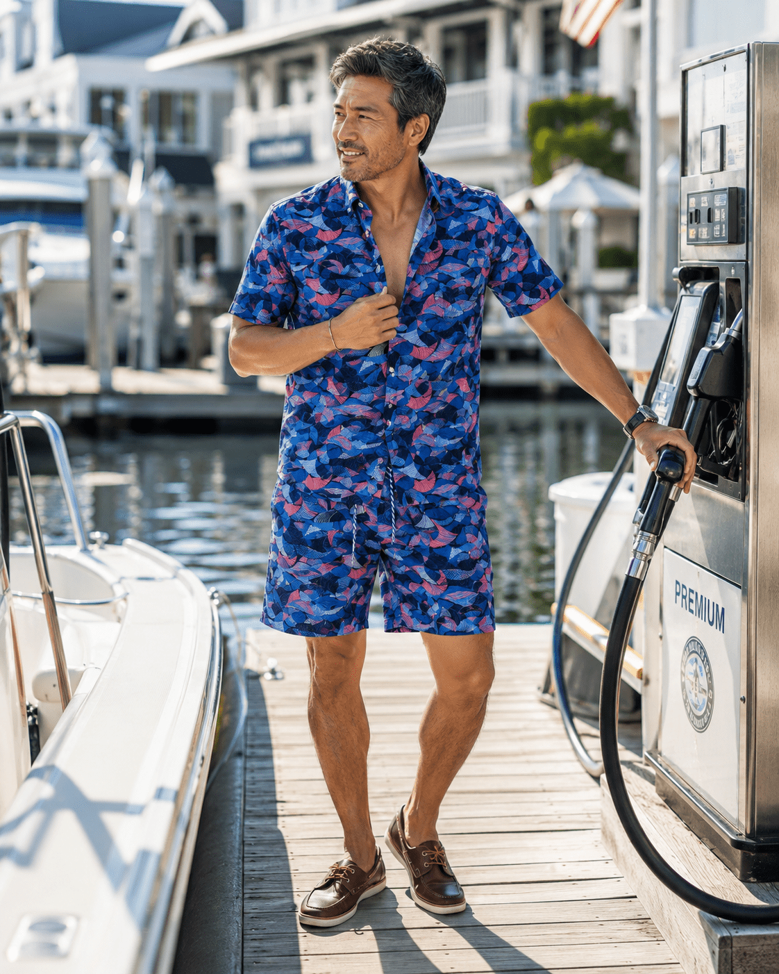 Leaves & Layers Woven Shirt – Navy - Buoy & Boat - Short Sleeve Performance Button Down - Navy