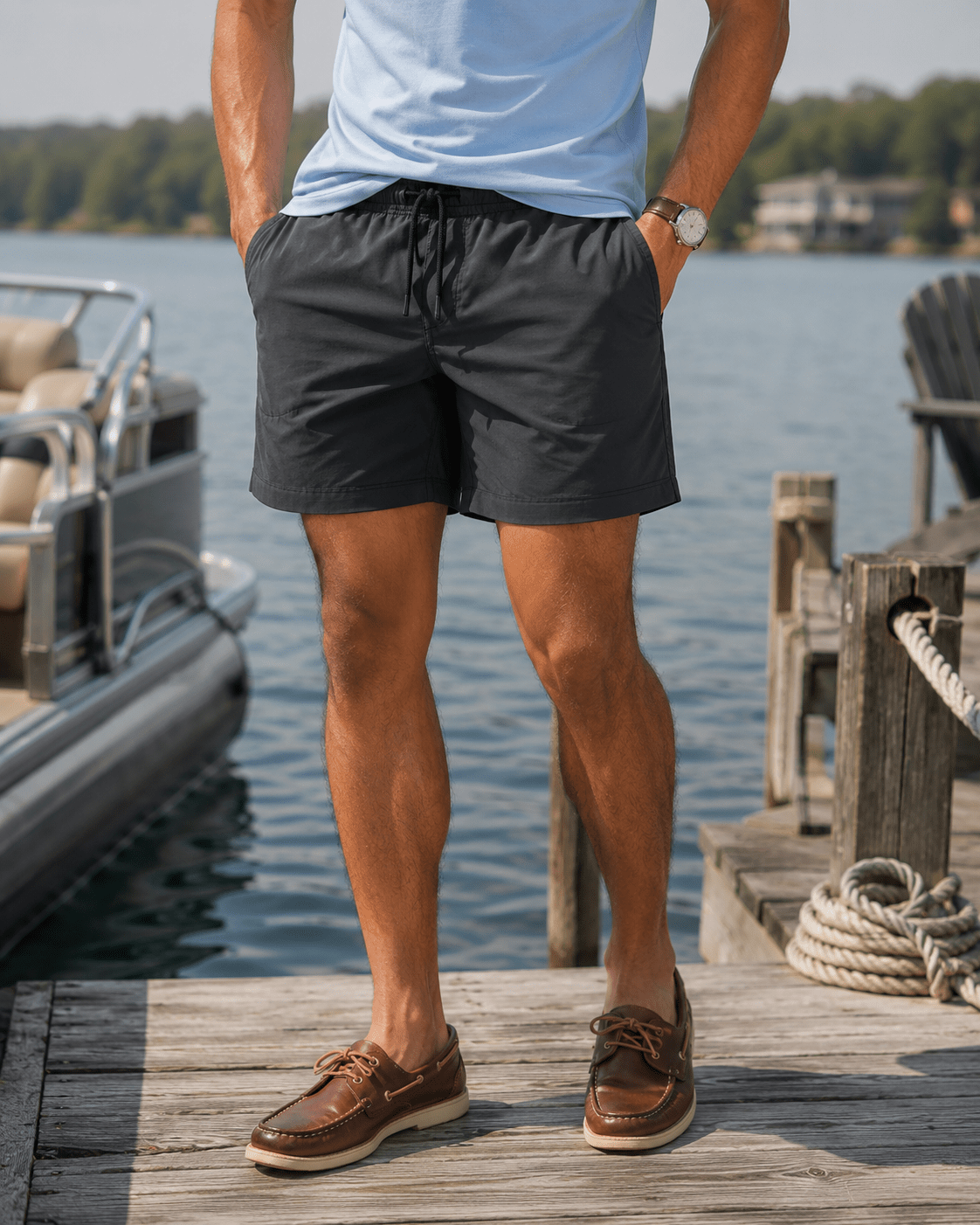 Solid Swim Trunks - Charcoal - Buoy & Boat - Swim Trunks - Charcoal