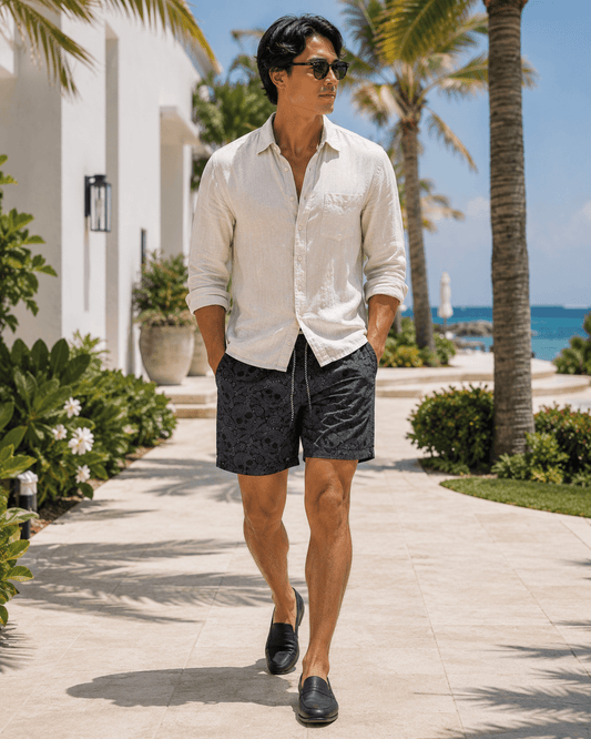 Paisley Skull Swim Trunks - Black - Buoy & Boat - Swim Trunks - Black