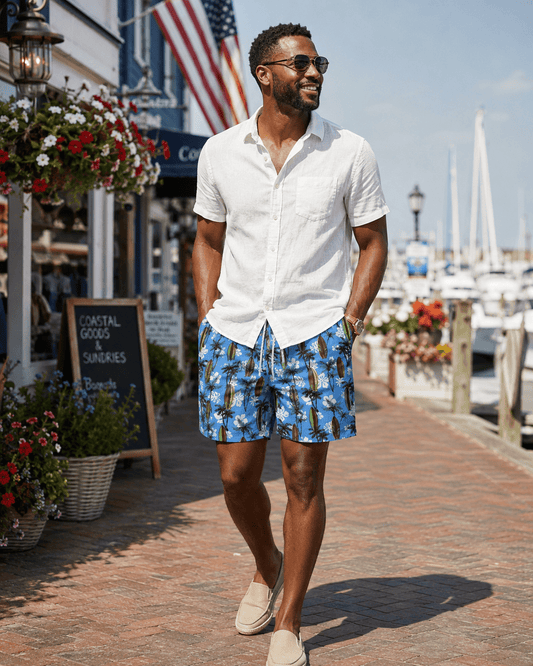 Tropical Surf Swim Trunks - Blue - Buoy & Boat - Swim Trunks - Blue