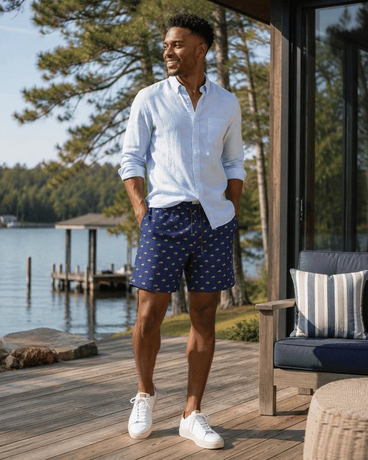 Flag Sea Swim Trunks - Navy - Buoy & Boat - Swim Trunks - Navy