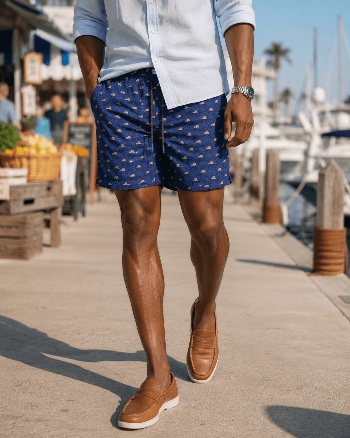 Flag Sea Swim Trunks - Navy - Buoy & Boat - Swim Trunks - Navy