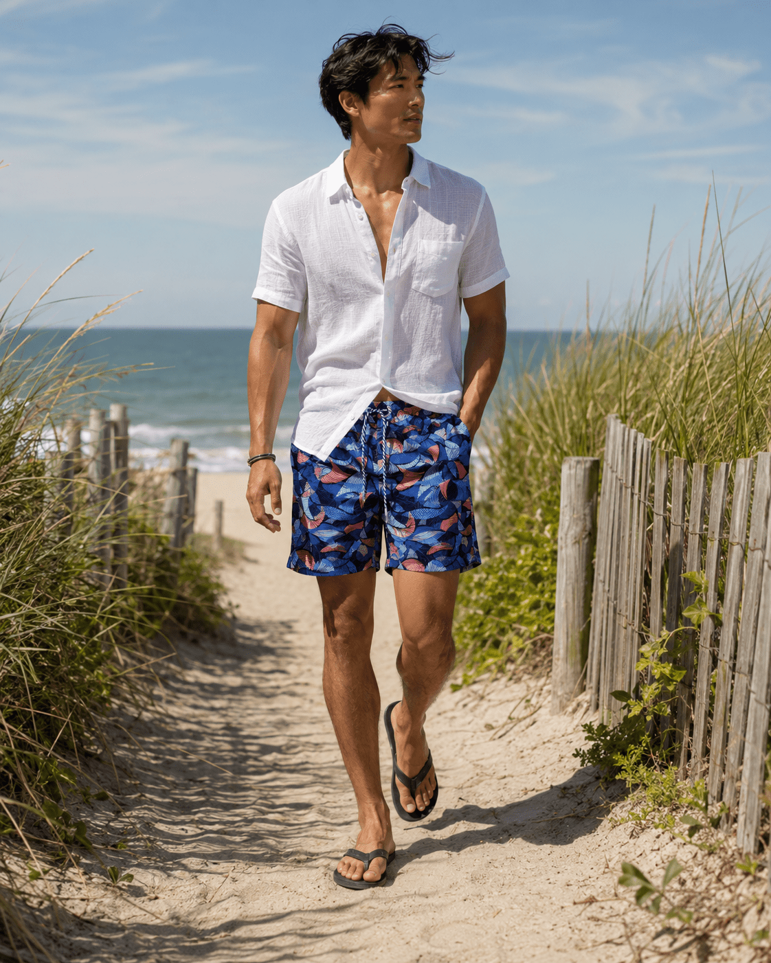 Leaves Layers Swim Trunks - Navy - Buoy & Boat - Swim Trunks - Navy