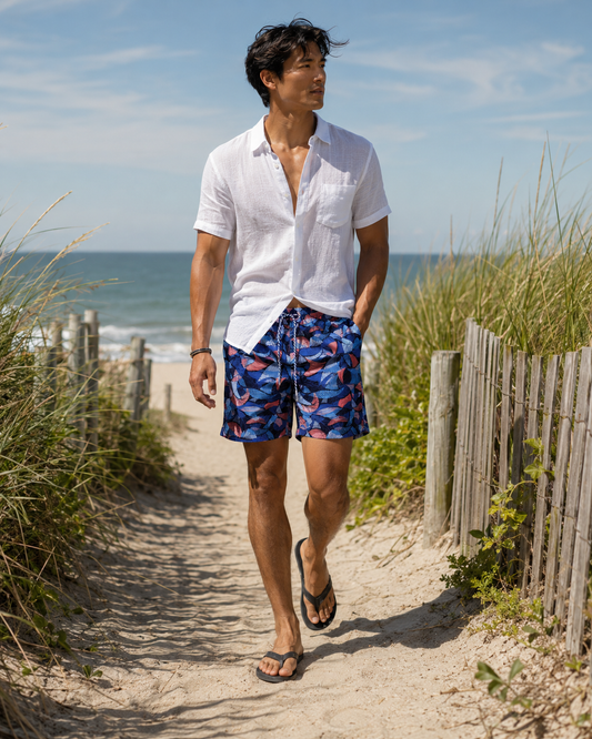 Leaves Layers Swim Trunks - Navy