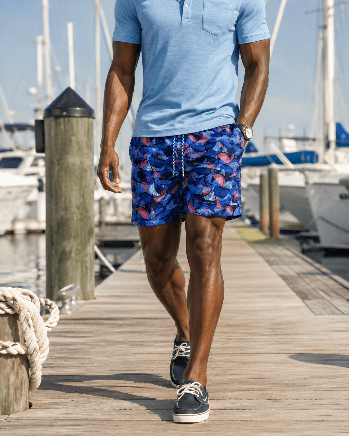 Leaves Layers Swim Trunks - Navy - Buoy & Boat - Swim Trunks - Navy