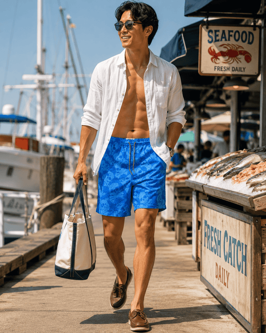 Paisley Skull Swim Trunks - Blue - Buoy & Boat - Swim Trunks - Blue