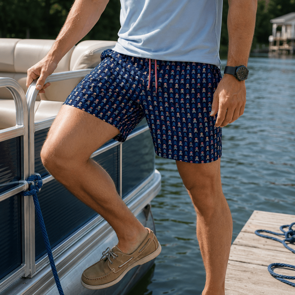 Skull Swim Trunks - Navy - Buoy & Boat - Swim Trunks - Navy
