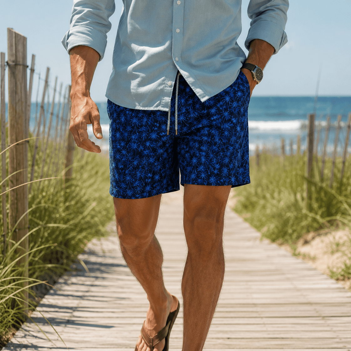 Evening Palms Swim Trunks - Navy - Buoy & Boat - Swim Trunks - Navy
