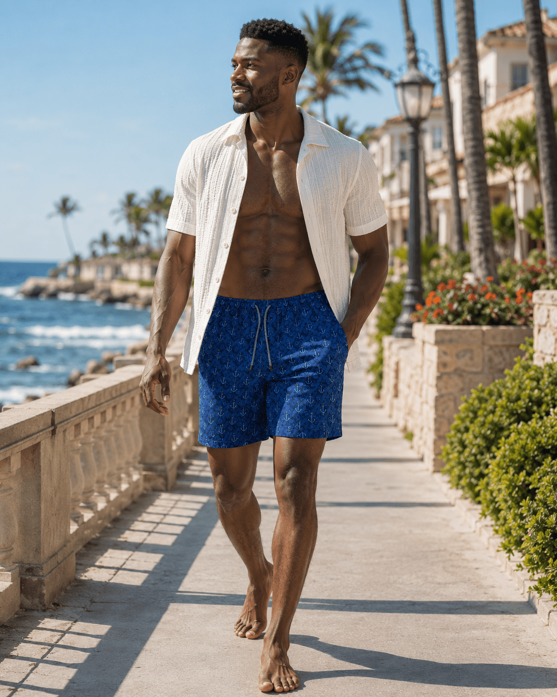 Anchor Compass Swim Trunks - Navy - Buoy & Boat - Swim Trunks - Navy