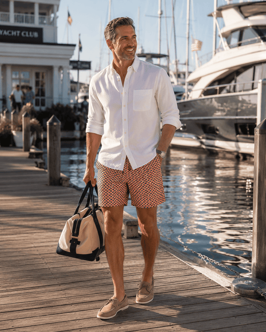 Marlin Party Swim Trunks - Coral - Buoy & Boat - Swim Trunks - Coral