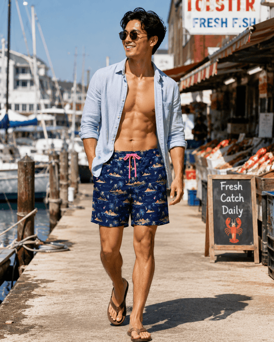 Island Drinking Boardshorts - Navy - Buoy & Boat - Swim Trunks - Navy