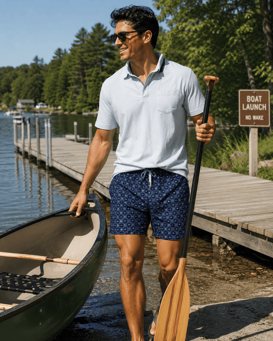 Flag Swim Trunks - Navy - Buoy & Boat - Swim Trunks - Navy