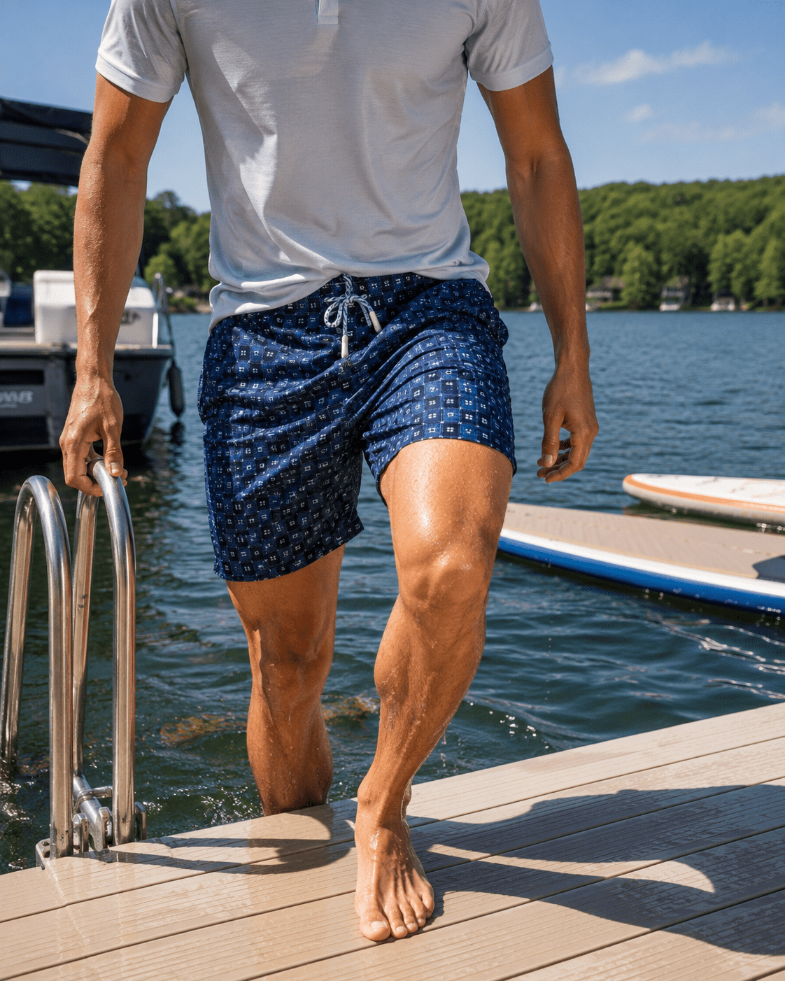 Flag Swim Trunks - Navy - Buoy & Boat - Swim Trunks - Navy
