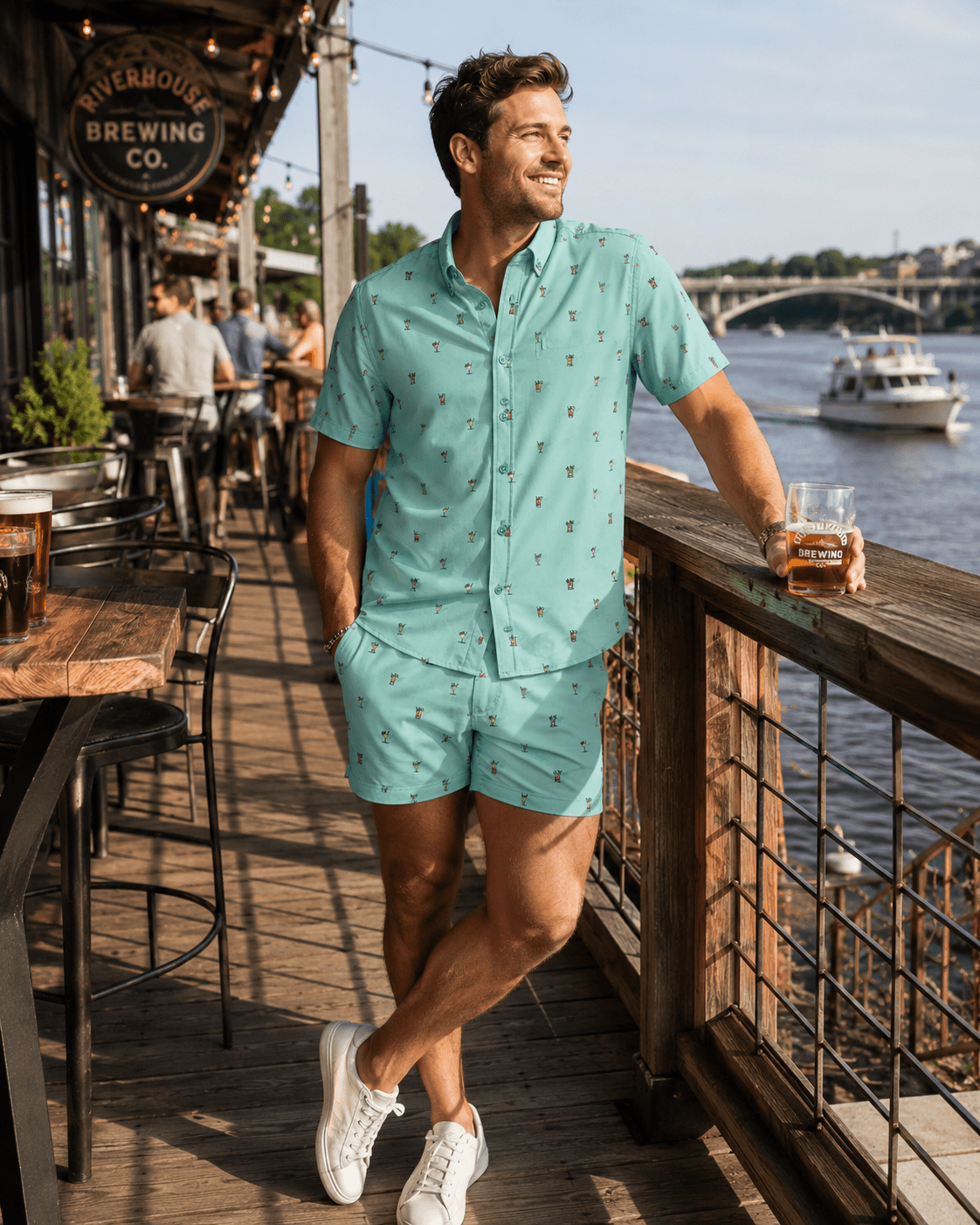 Cocktail Hour Woven Shirt - Buoy & Boat - Short Sleeve Woven - Mint