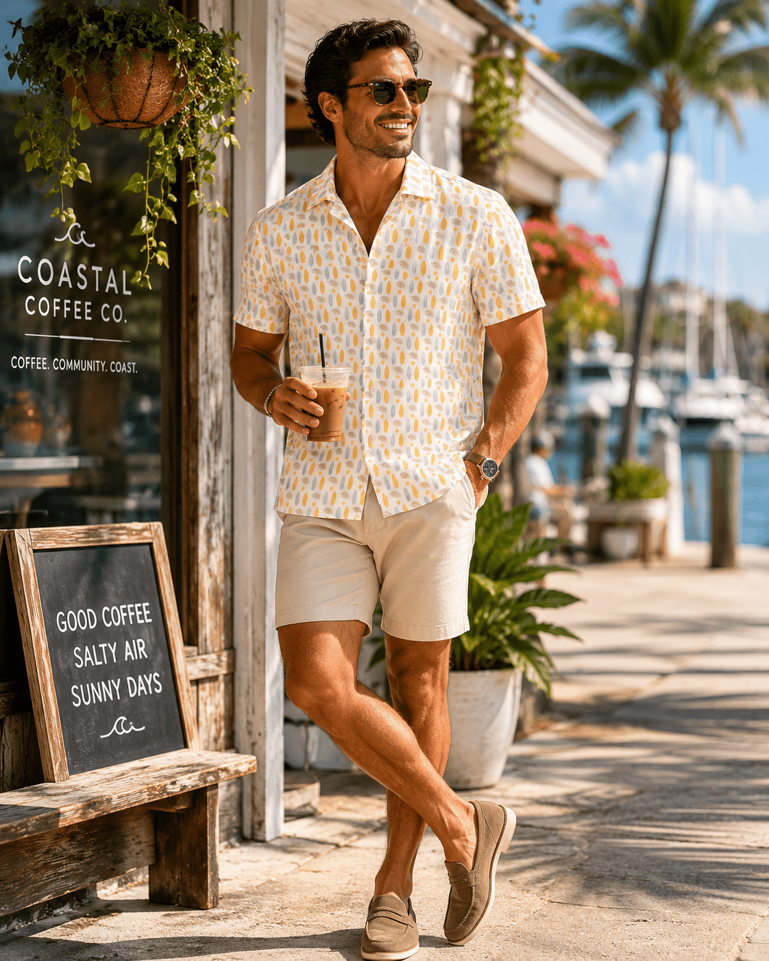 Surfboard Woven Shirt - Buoy & Boat - Short Sleeve Woven - White
