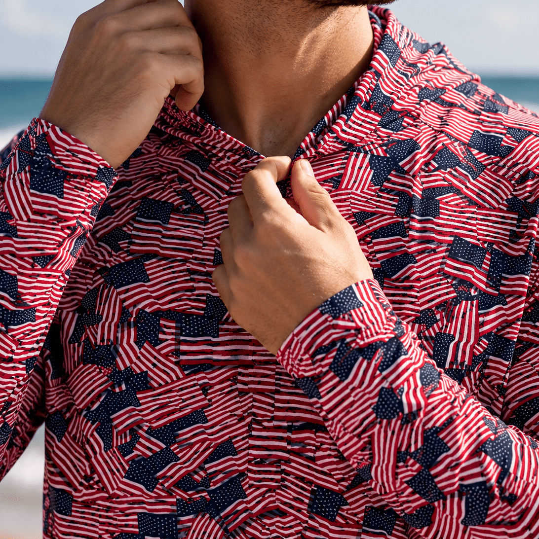American Flag Hoodie Long Sleeve - Buoy & Boat - Long Sleeve - SMALL