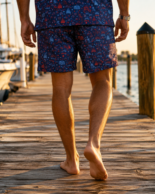 Lady Liberty Swim Trunks - Navy