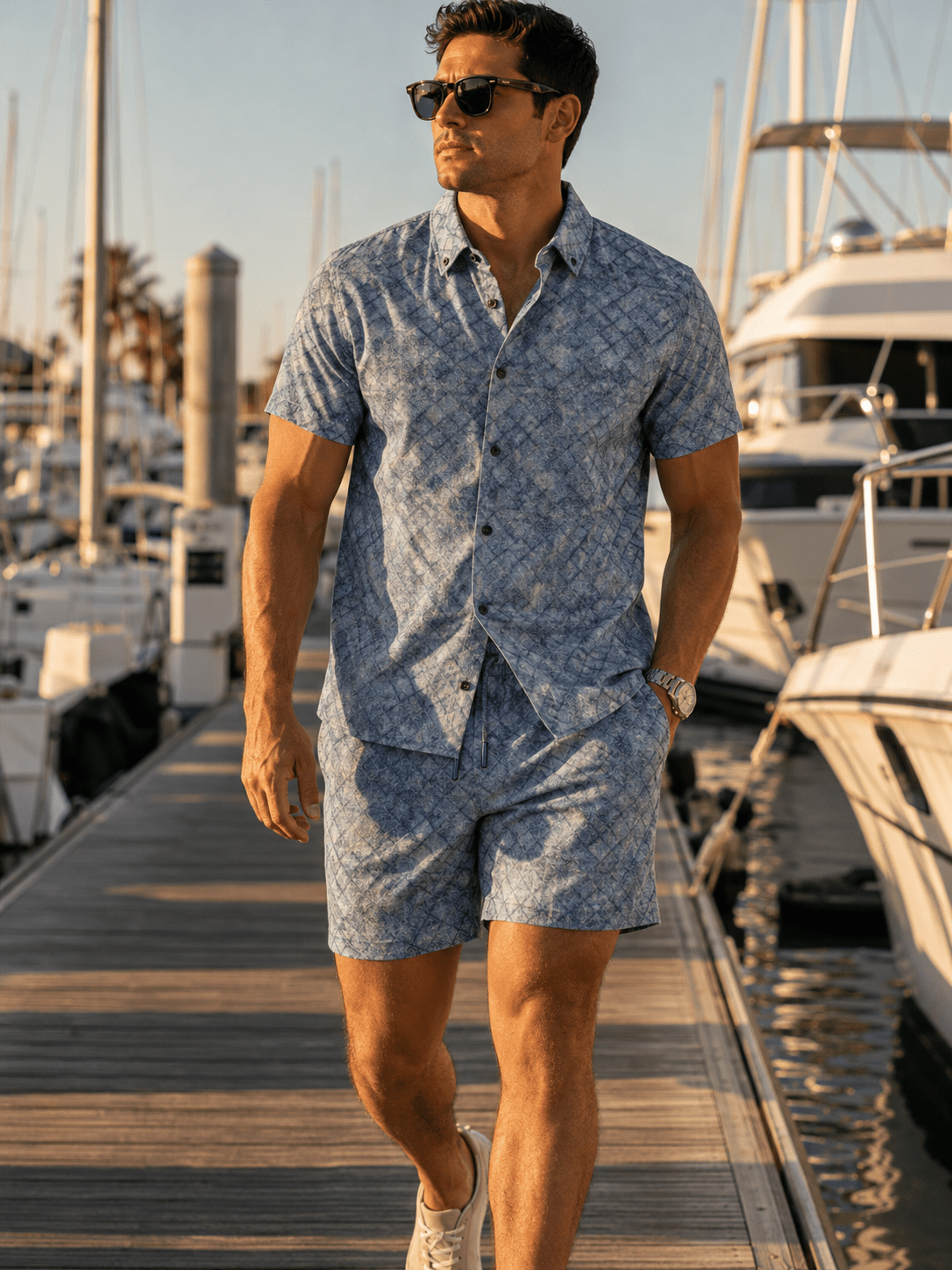 Oxford Diamonds Cabana Set - Indigo