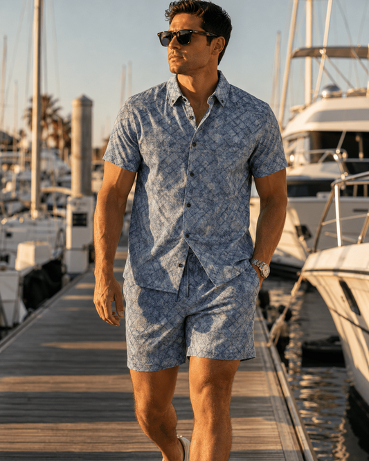 Oxford Diamonds Cabana Set - Indigo - Buoy & Boat - Cabana Set - S