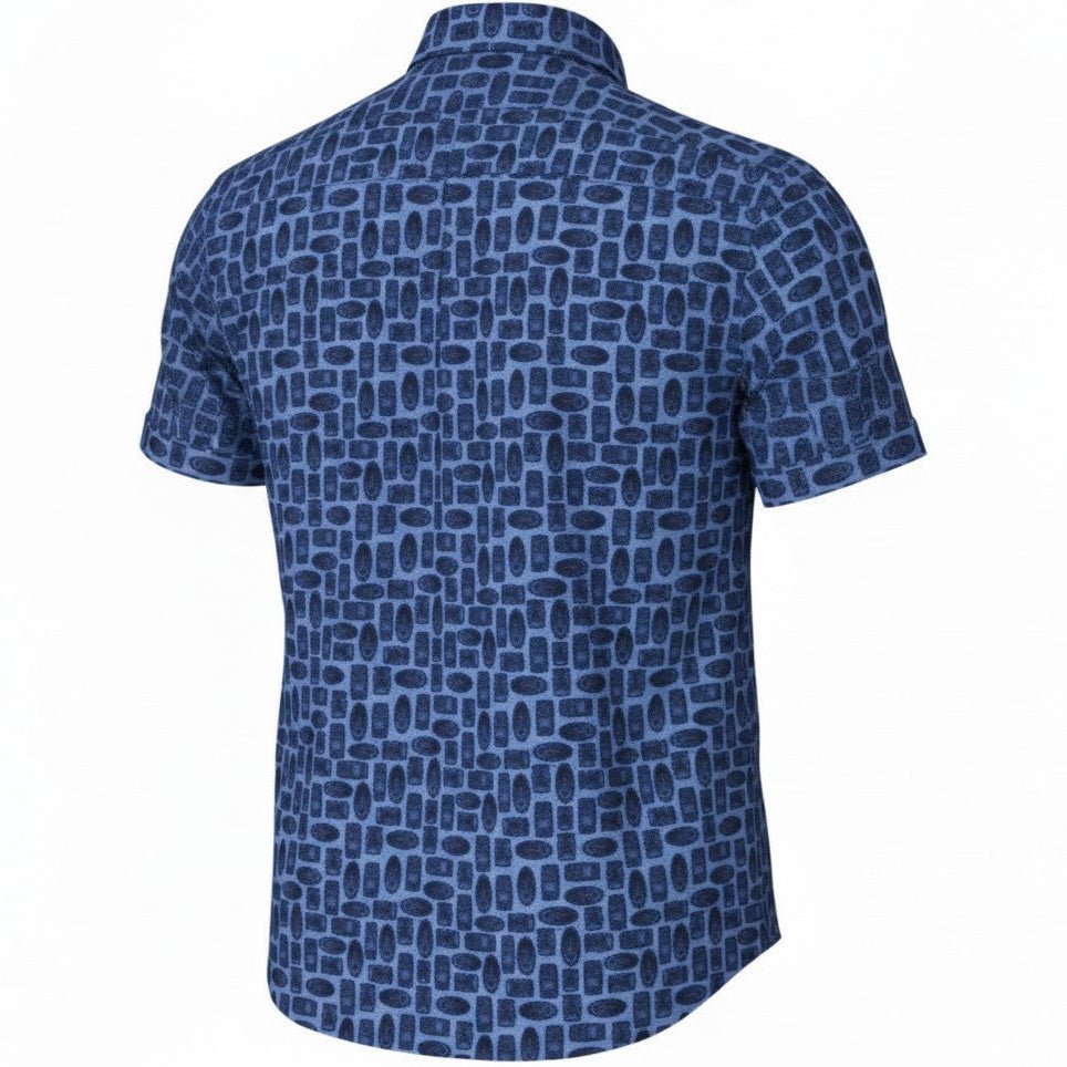 Tribal Masks Woven Shirt - Blue - Buoy & Boat - Short Sleeve Woven - 