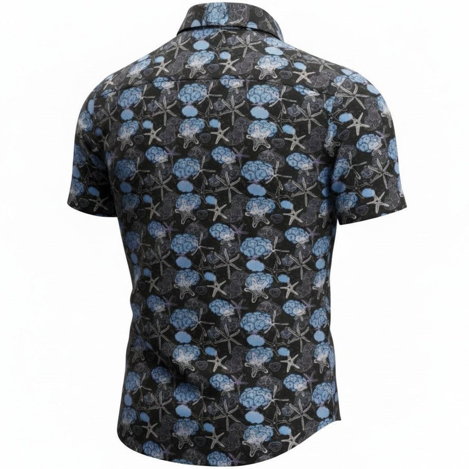 Starfish and Shells Woven Shirt - Black - Buoy & Boat - Short Sleeve Woven - 