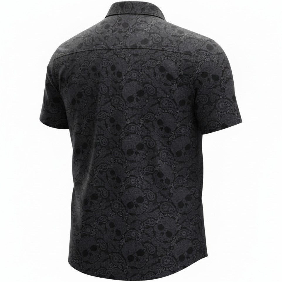 Paisley Skull Woven Shirt - Black - Buoy & Boat - Short Sleeve Woven - 