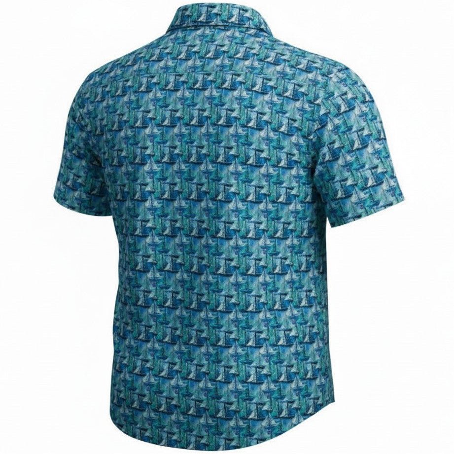 Let's Go Sailing Woven Shirt - Lagoon - Buoy & Boat - Short Sleeve Woven - 