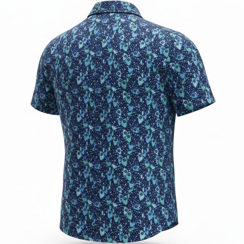 Abstract Fish Woven Shirt - Aqua - Buoy & Boat - Short Sleeve Woven - 