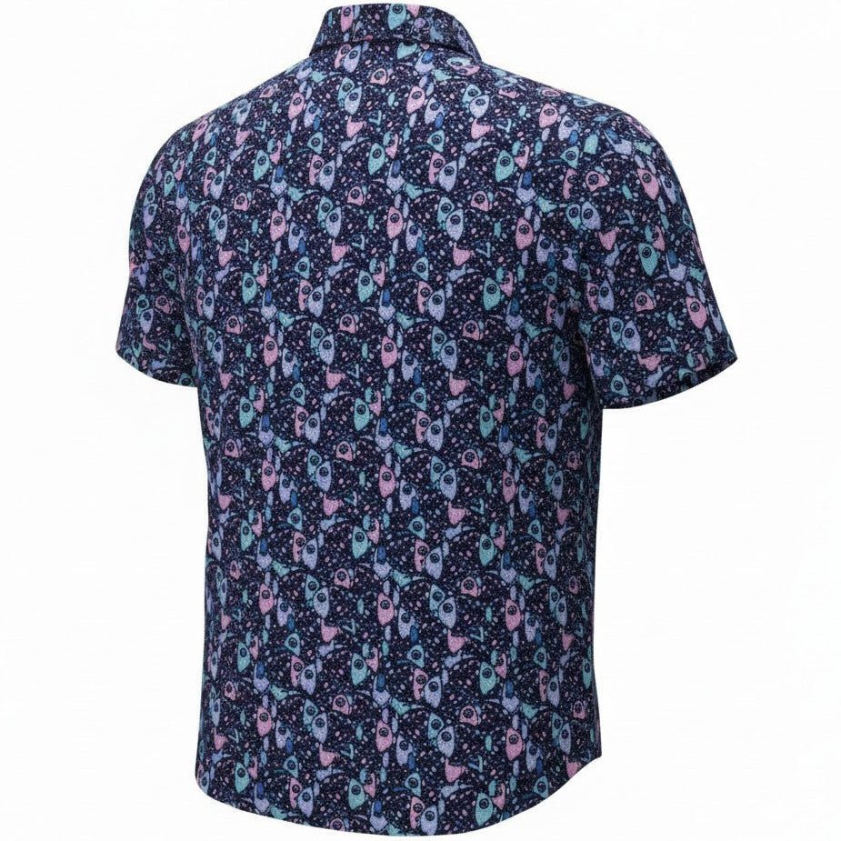 Abstract Fish Woven Shirt - Helio - Buoy & Boat - Short Sleeve Woven - 