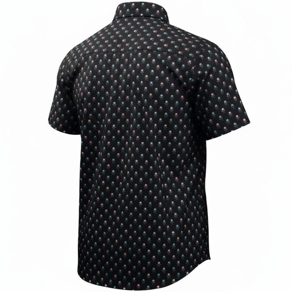 Skull & Fish Bones Woven Shirt - Black