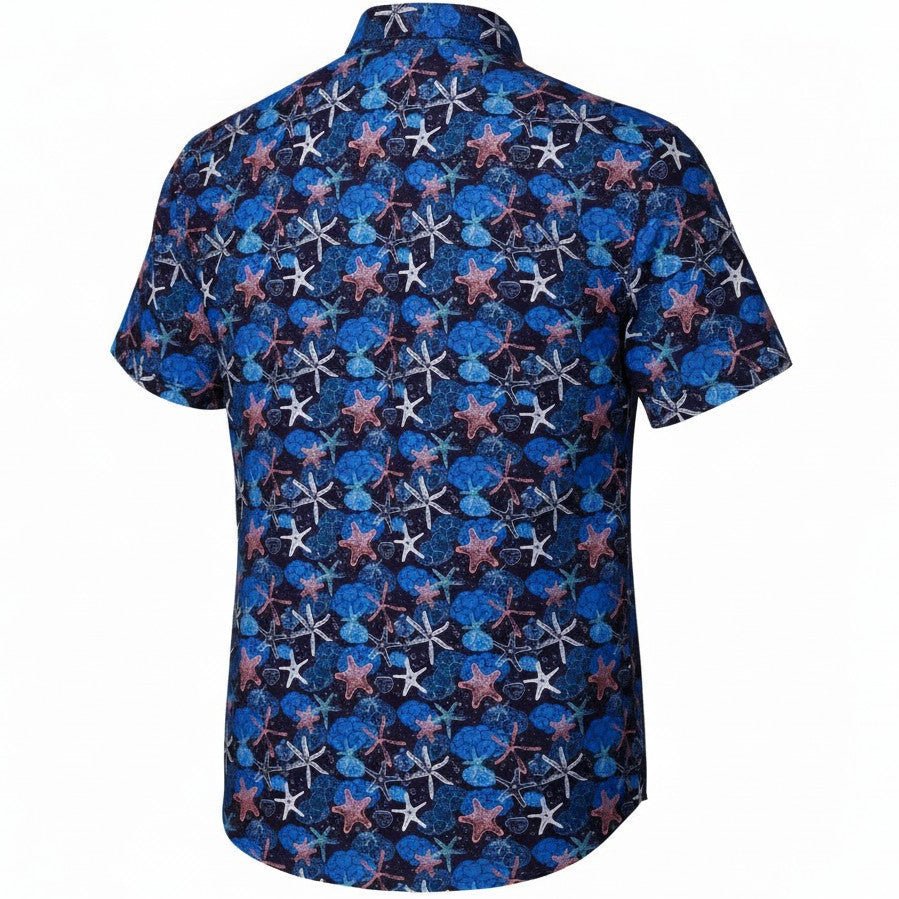 Starfish and Shells Woven Shirt - Navy - Buoy & Boat - Short Sleeve Woven - 