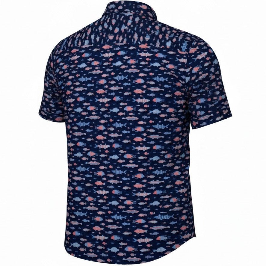 Arty Fish Woven Shirt - Navy - Buoy & Boat - Short Sleeve Woven - 