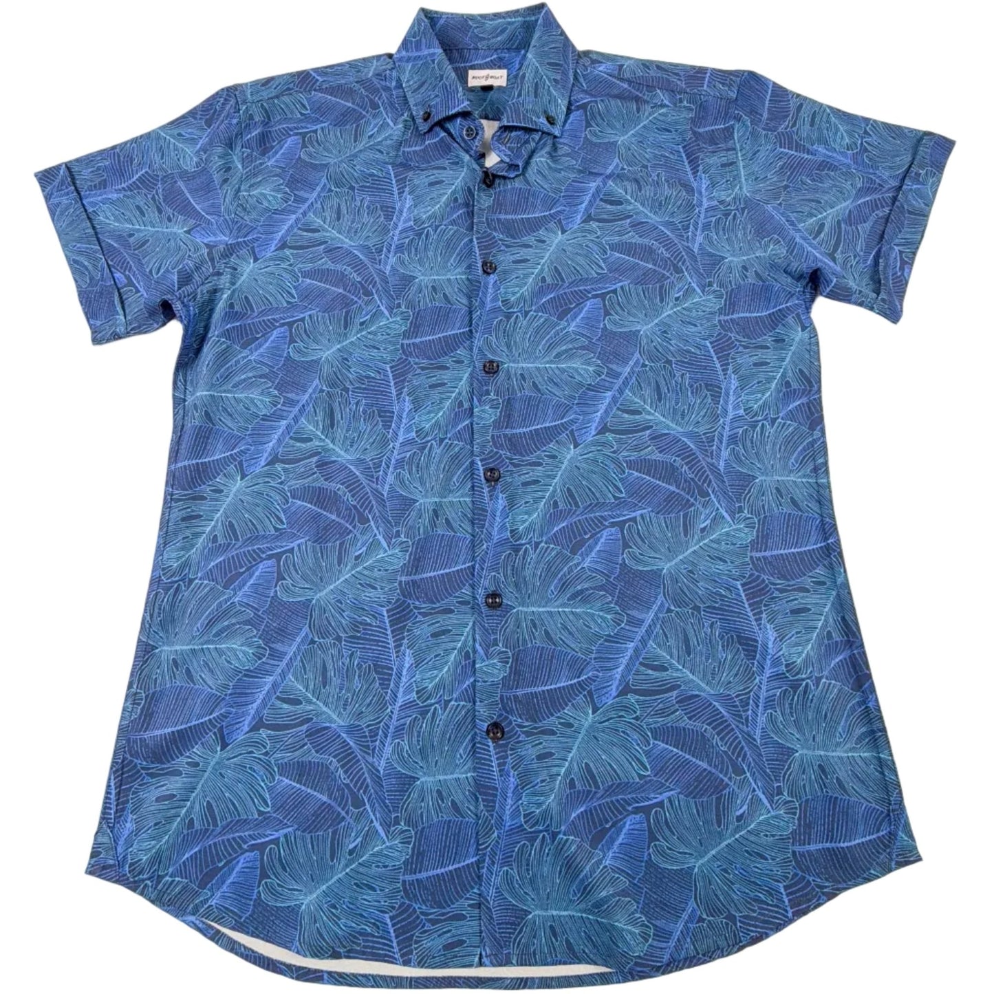 Deep Leaves Woven Shirt - Buoy & Boat - Short Sleeve Woven - Blue