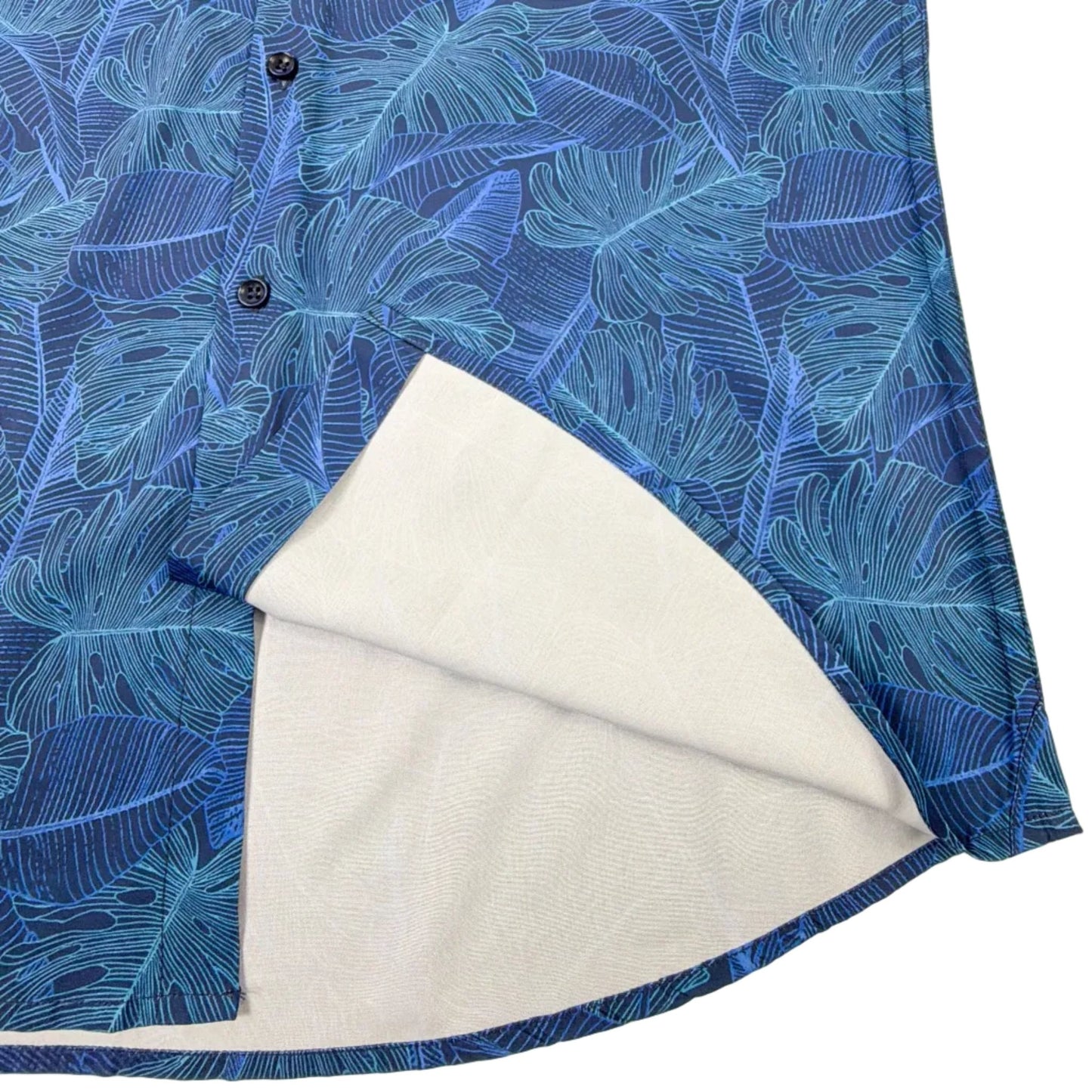 Deep Leaves Woven Shirt - Buoy & Boat - Short Sleeve Woven - Blue