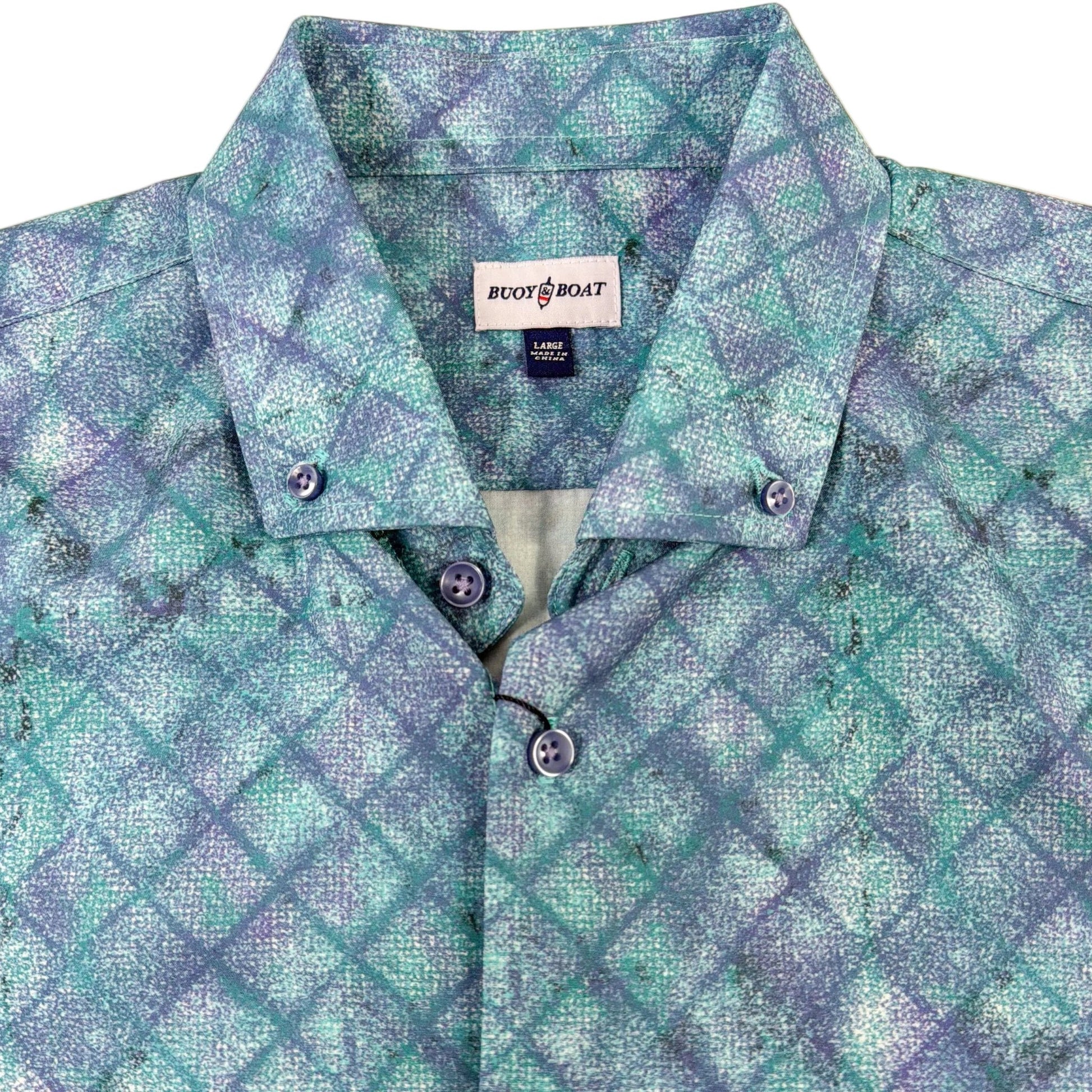 Oxford Diamonds Woven Shirt - Buoy & Boat - Short Sleeve Woven - teal