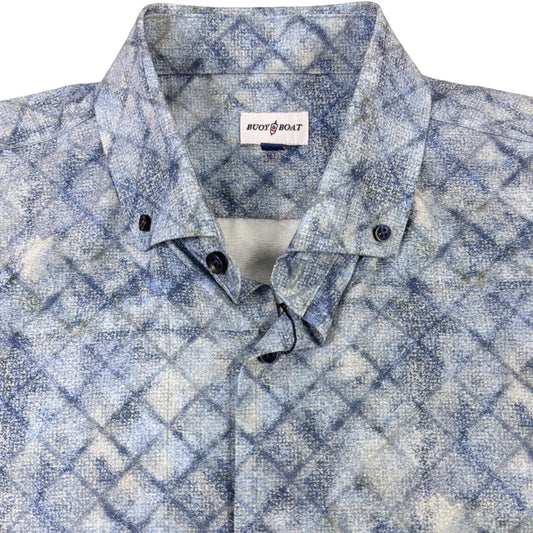 Blue and white checkered shirt on a light background