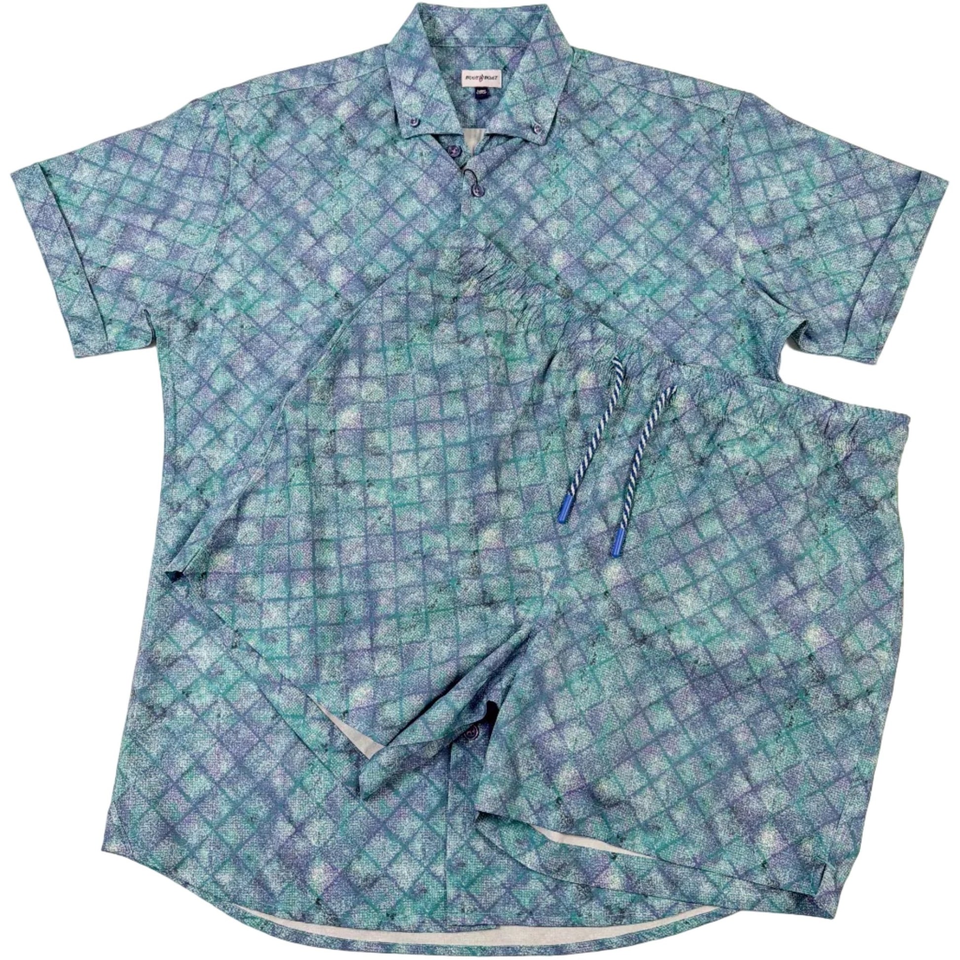 Oxford Diamonds Woven Shirt - Buoy & Boat - Short Sleeve Woven - teal