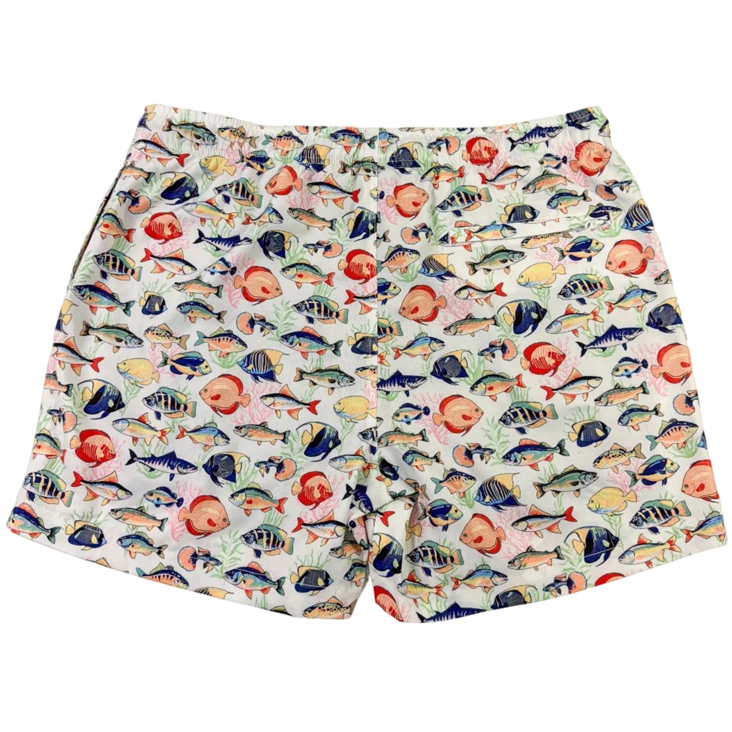 Tropical Fish Swim Trunks - Buoy & Boat - Swim Trunks - White