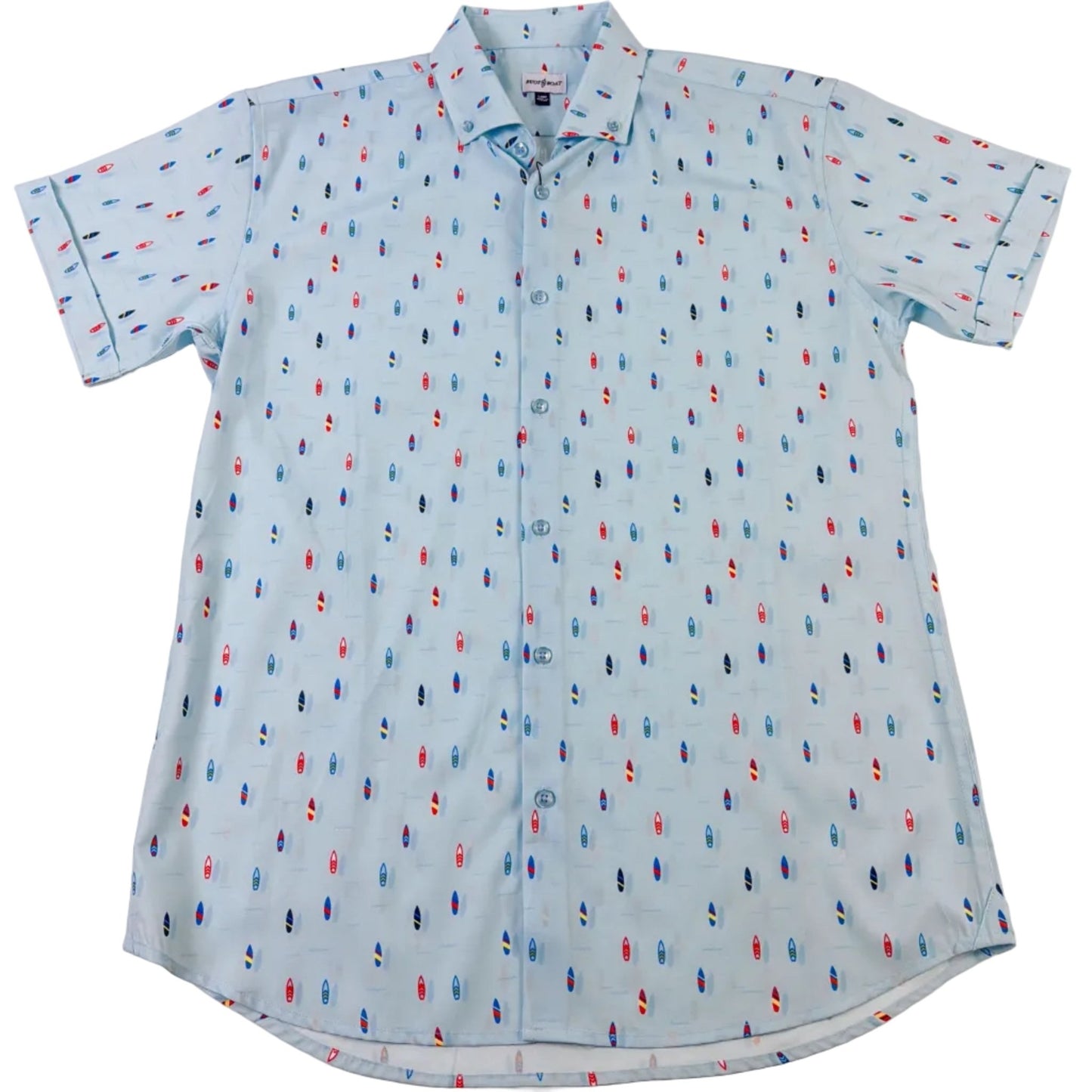 Surfboard Woven Shirt - Buoy & Boat - Short Sleeve Woven - Blue