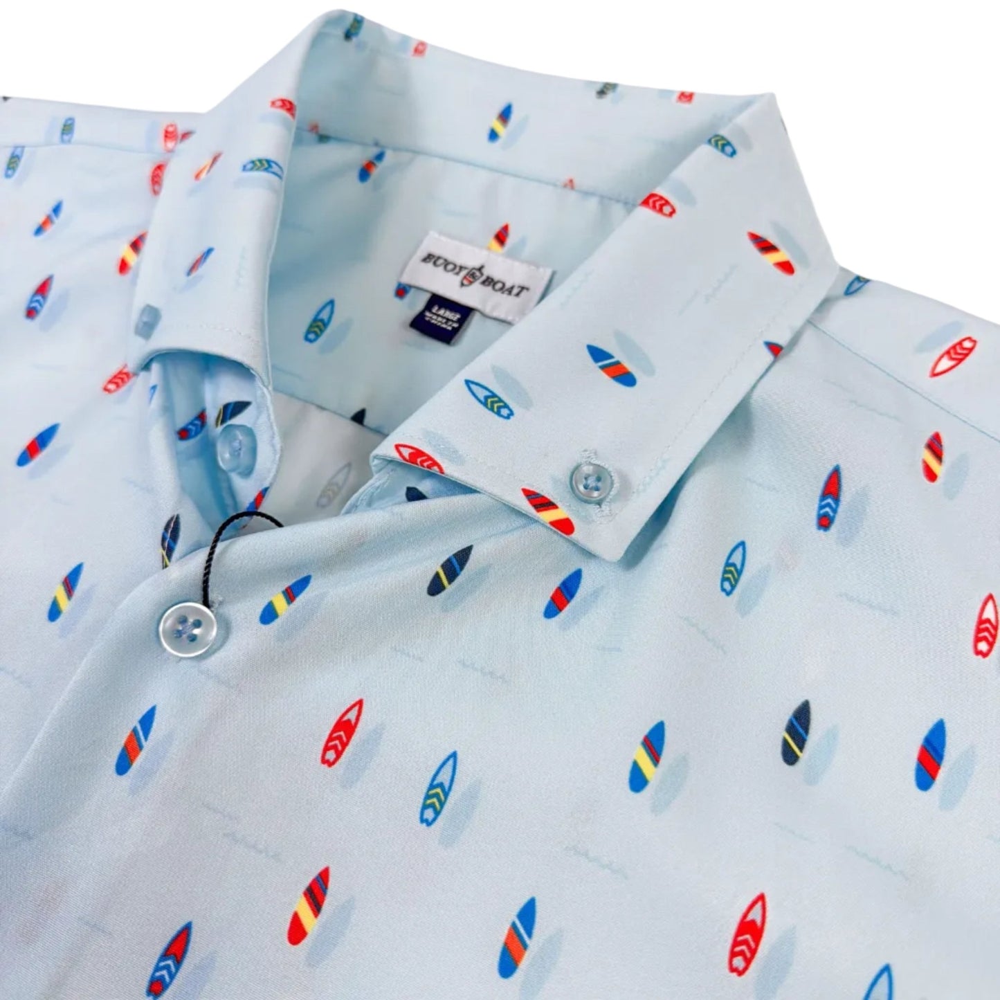 Surfboard Woven Shirt - Buoy & Boat - Short Sleeve Woven - Blue