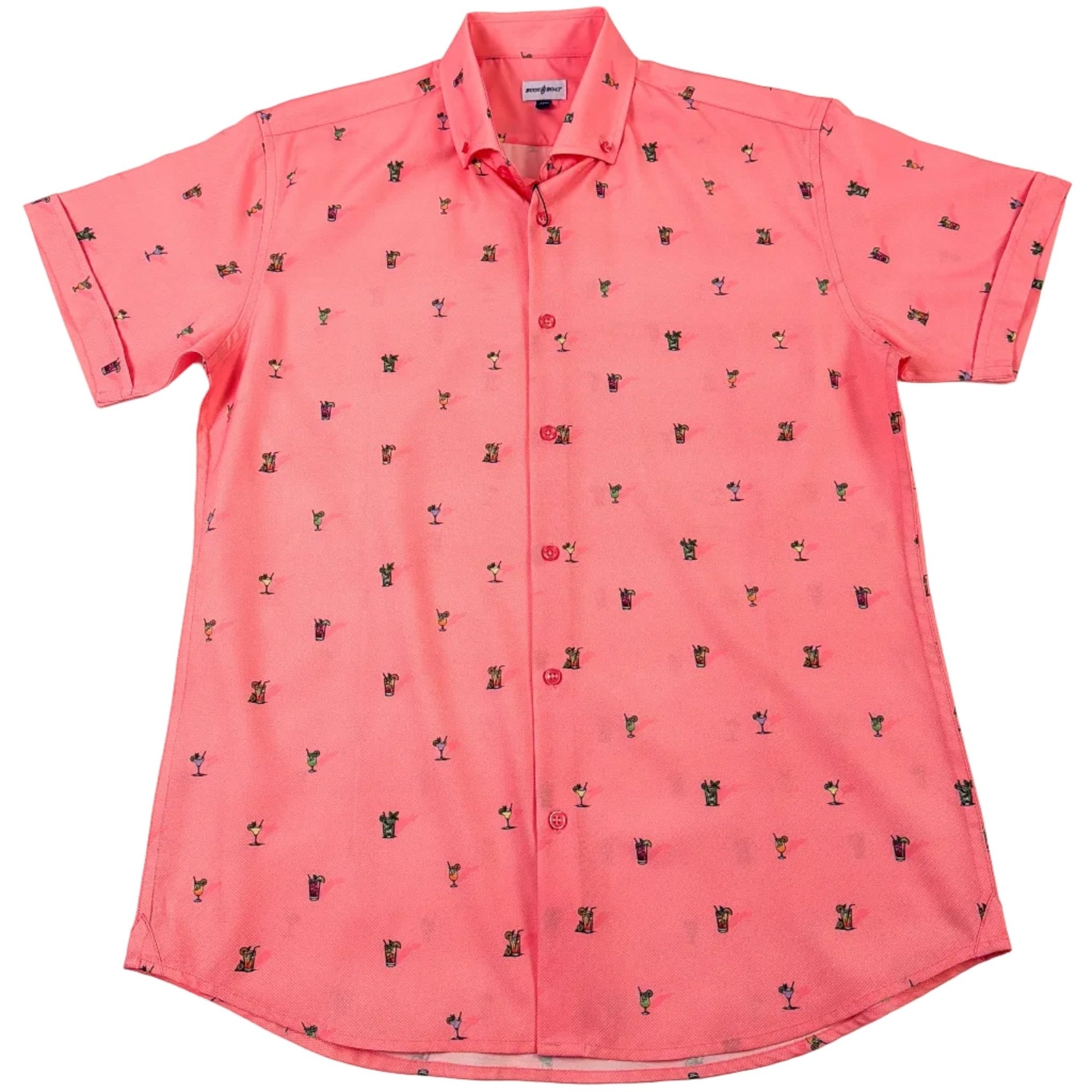 Cocktail Hour Woven Shirt - Buoy & Boat - Short Sleeve Woven - coral