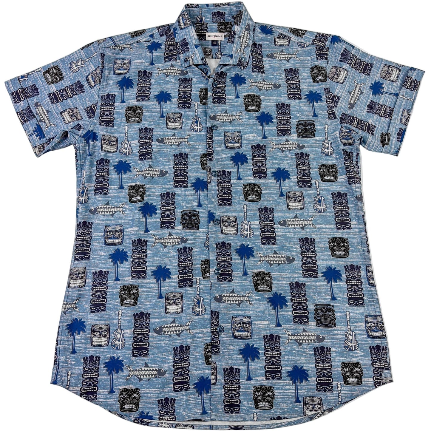Tiki Totum Woven Shirt - Buoy & Boat - Short Sleeve Woven - blue