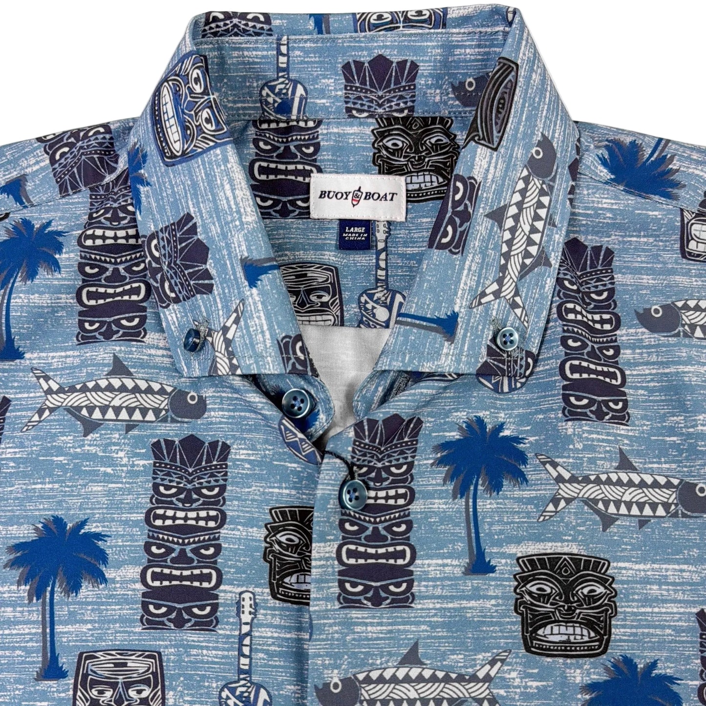 Tiki Totum Woven Shirt - Buoy & Boat - Short Sleeve Woven - blue
