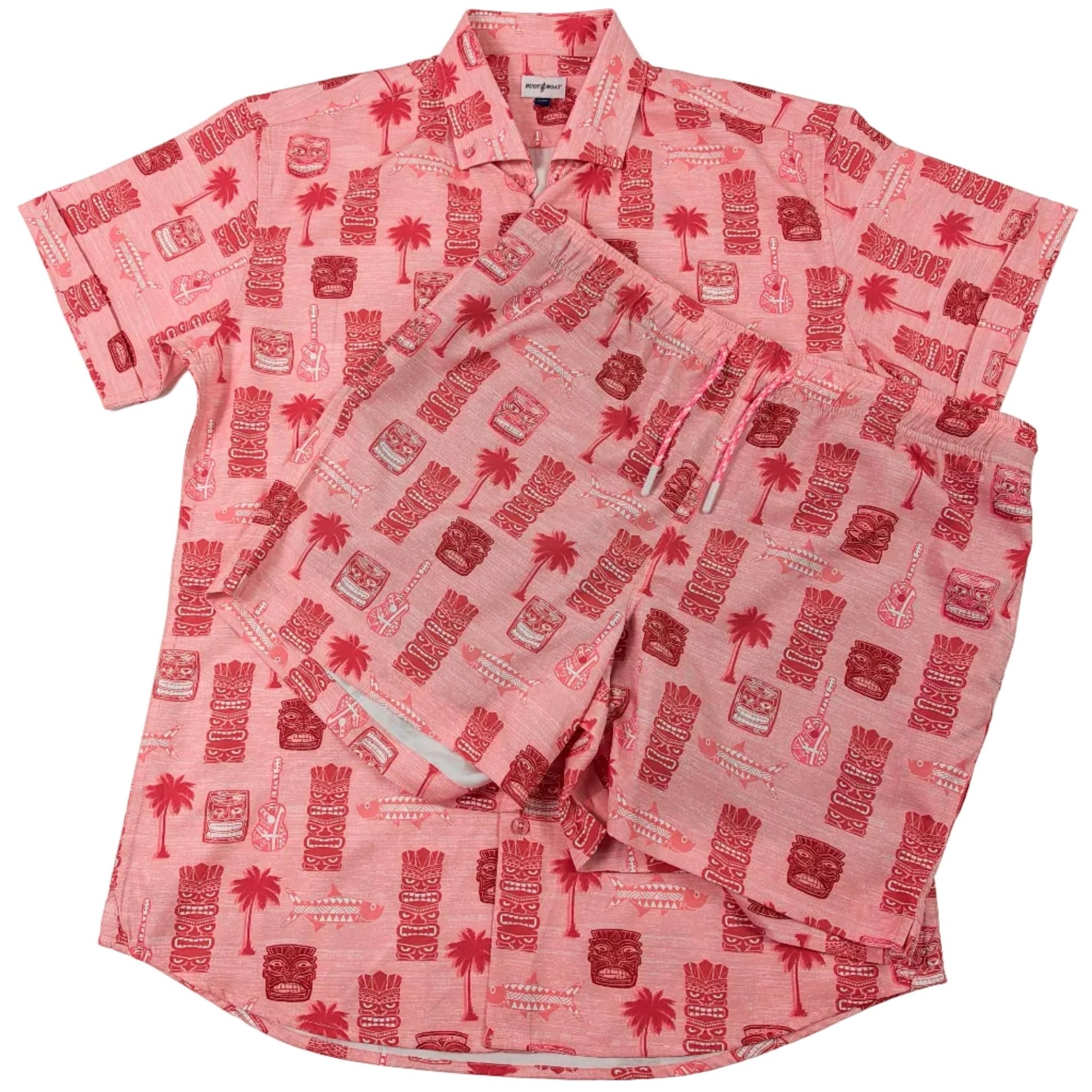 Tiki Totum Woven Shirt - Buoy & Boat - Short Sleeve Woven - coral