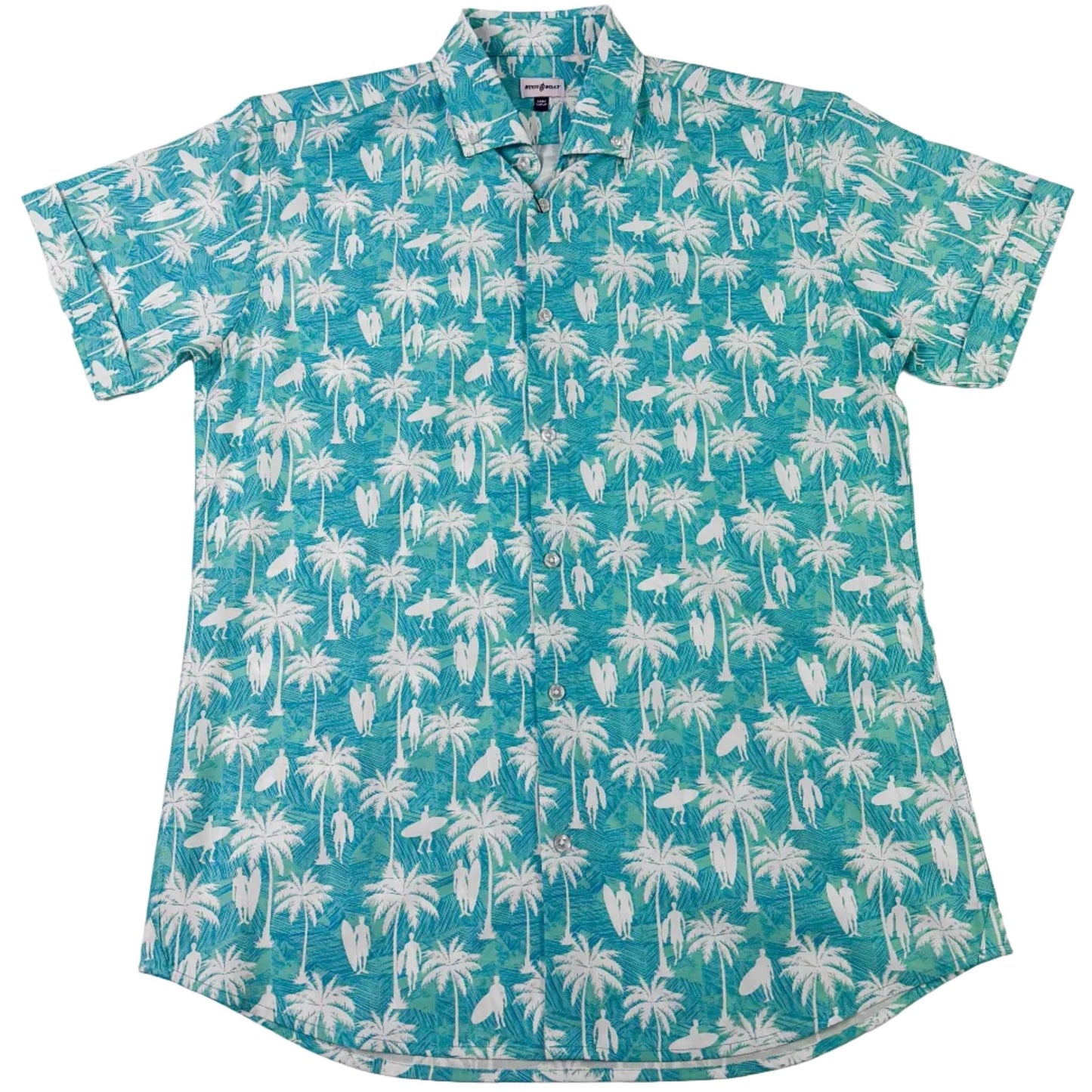 Surf Palm Woven Shirt - Buoy & Boat - Short Sleeve Woven - teal